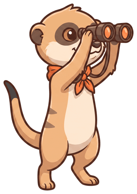 Scout le suricate qui scrute l'horizon avec ses jumelles
