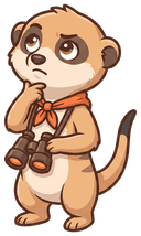 Scout le suricate qui réfléchit, la main sur le menton